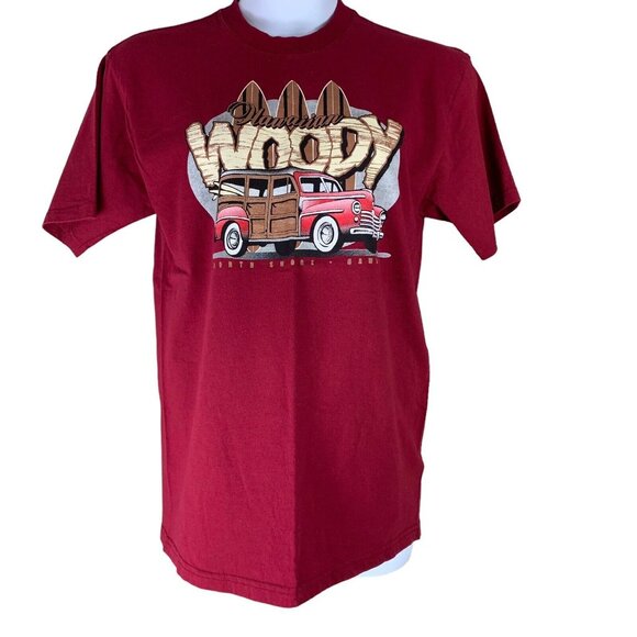 Woody Car Size Large Shirt Hawaiian Graphic Tee Womens Red T-Shirt AS Sports - Picture 2 of 6